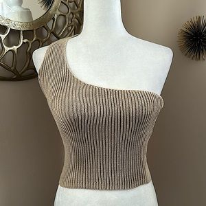 Nasty Gal Ribbed Sweater One Shoulder Crop Top